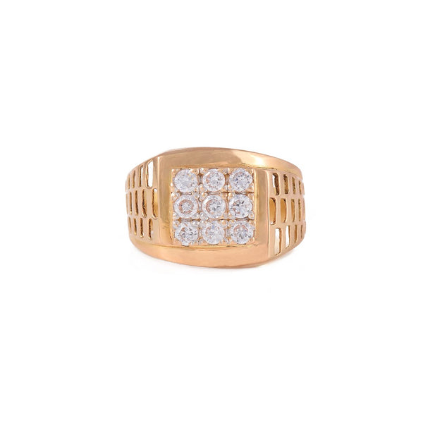 GOLD NET ZIRCONIA RING